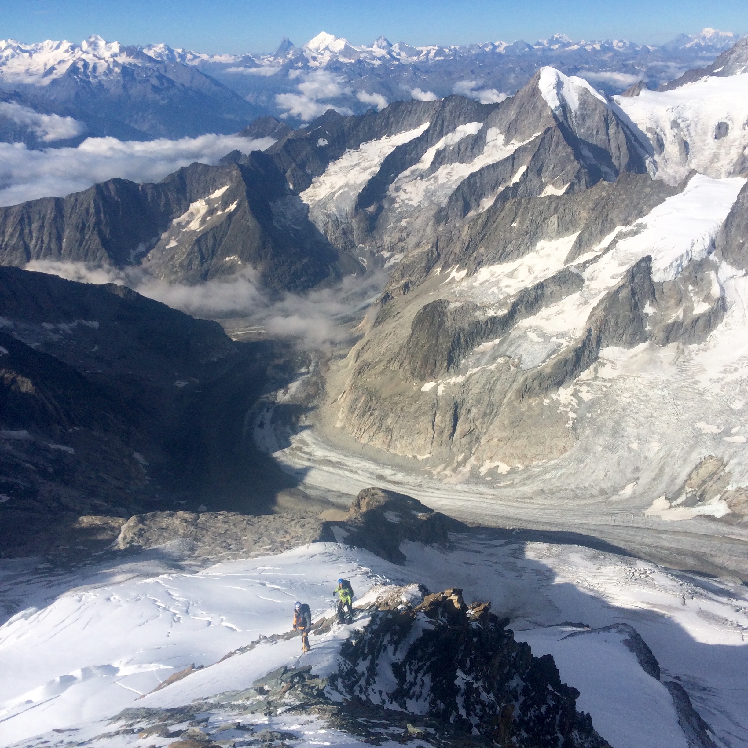 Aletschhorn sudwest rippe op de topgraat