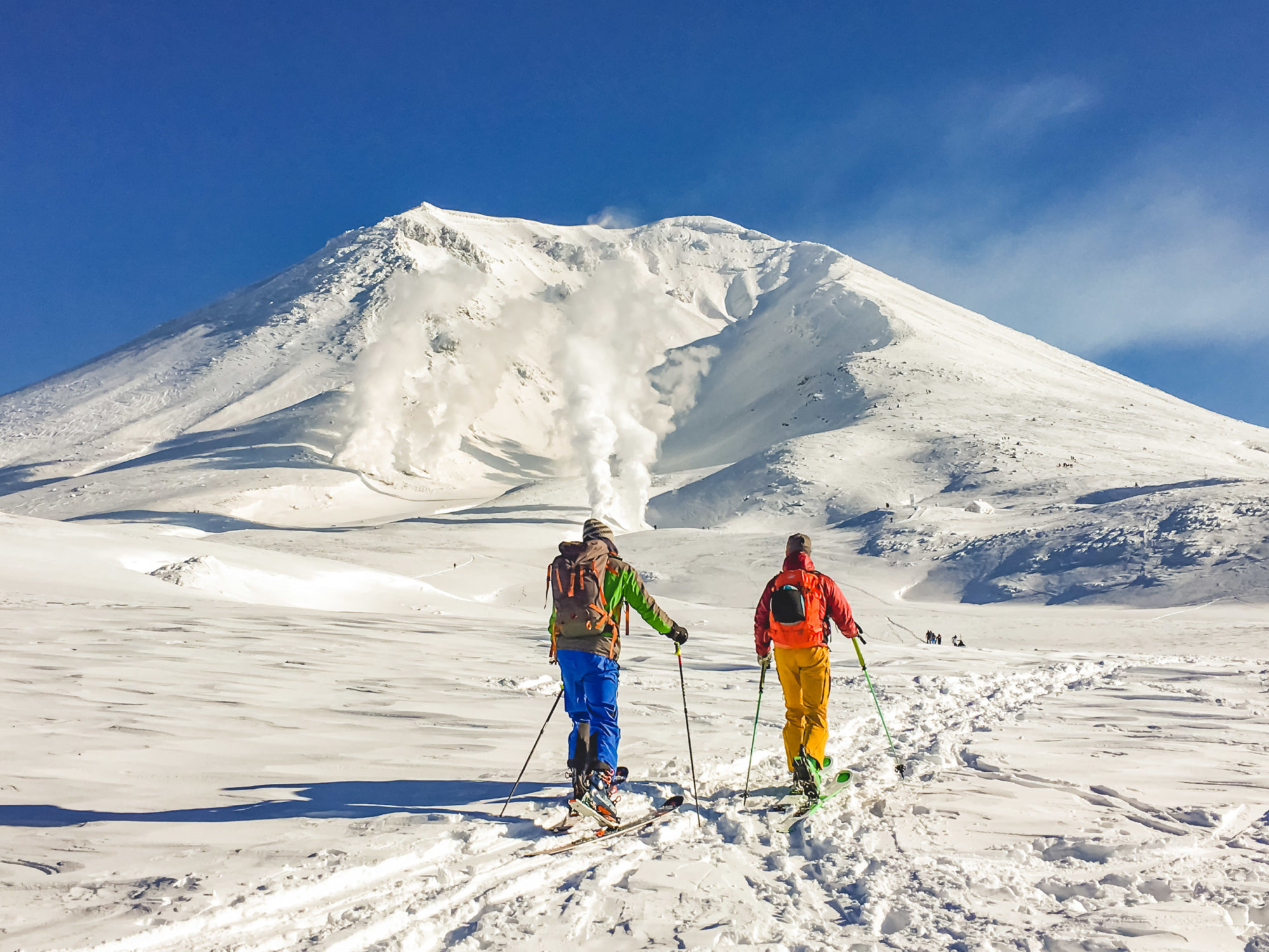 Mountain Asahidake voordat de beklimming begint.