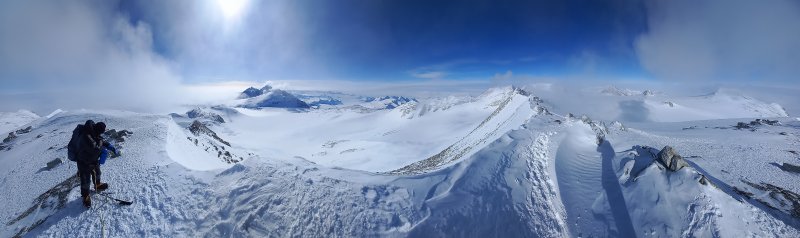 Panorama vanaf de top van Mount Vinson!