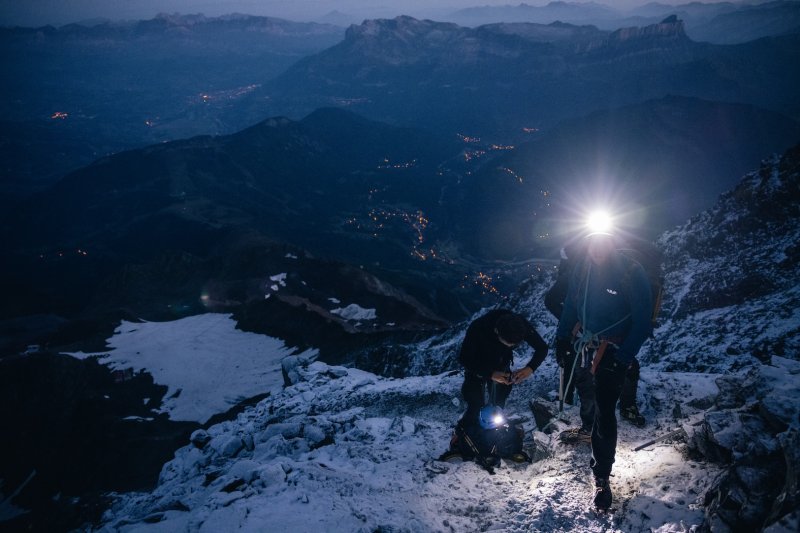 Mont Blanc top in het donker
